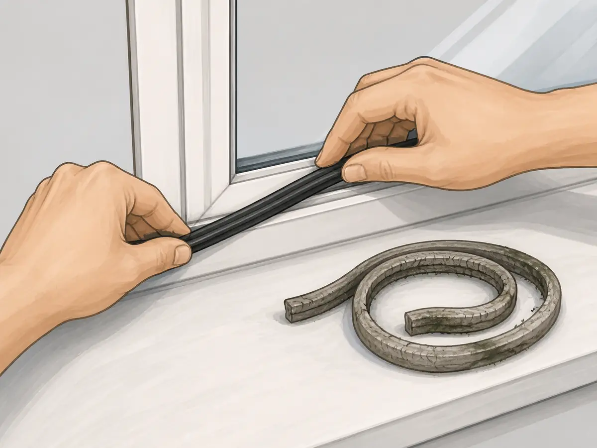 Replacing a moldy rubber window gasket