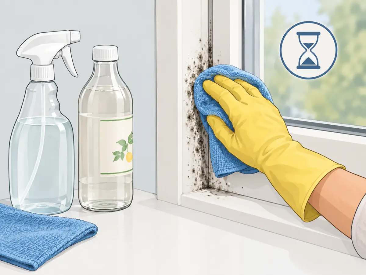 Removing window mold with white vinegar