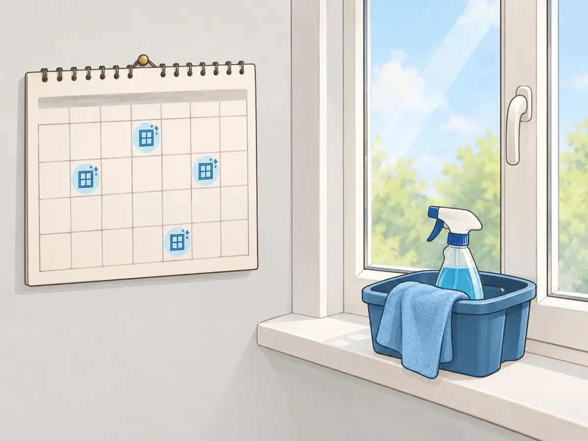 Regular window frame cleaning schedule