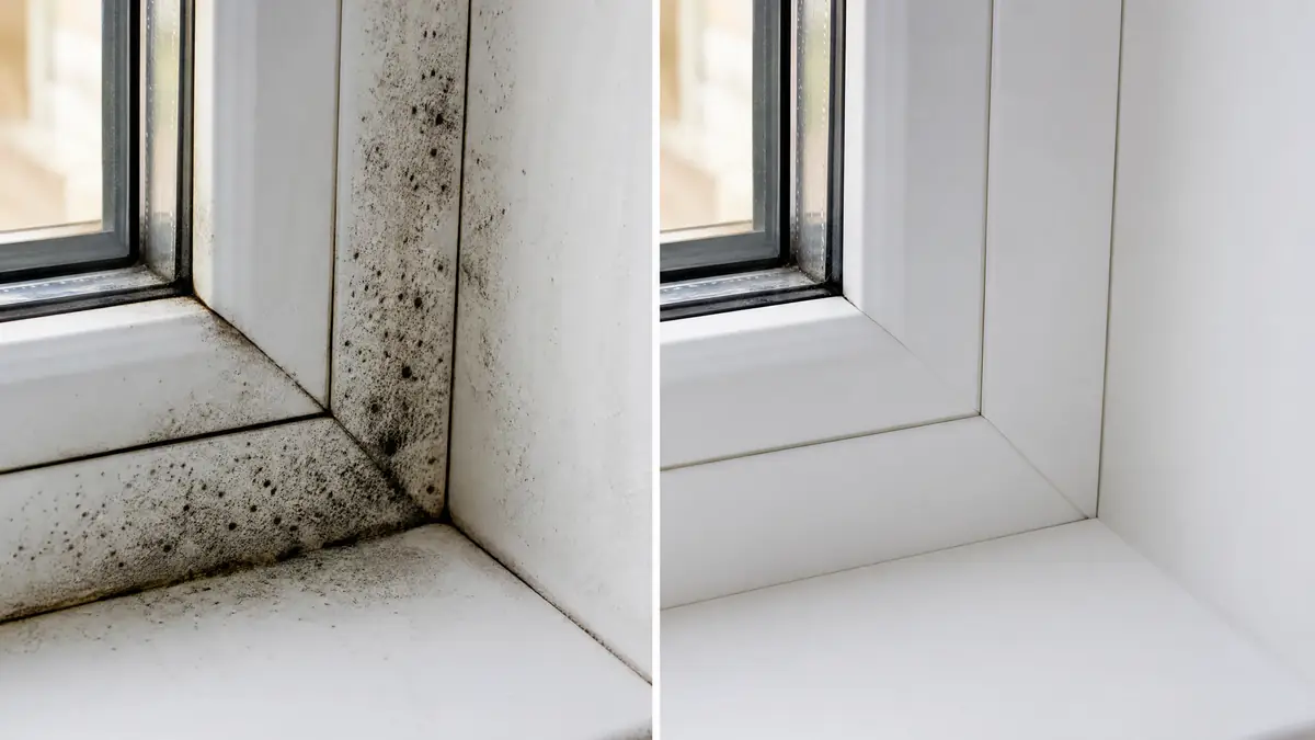 Window frame mold before and after cleaning