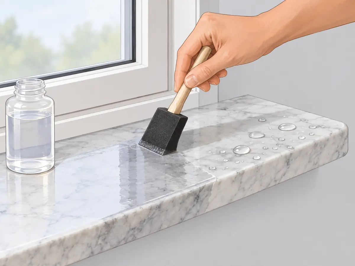Sealing a stone window sill to stop water soaking in