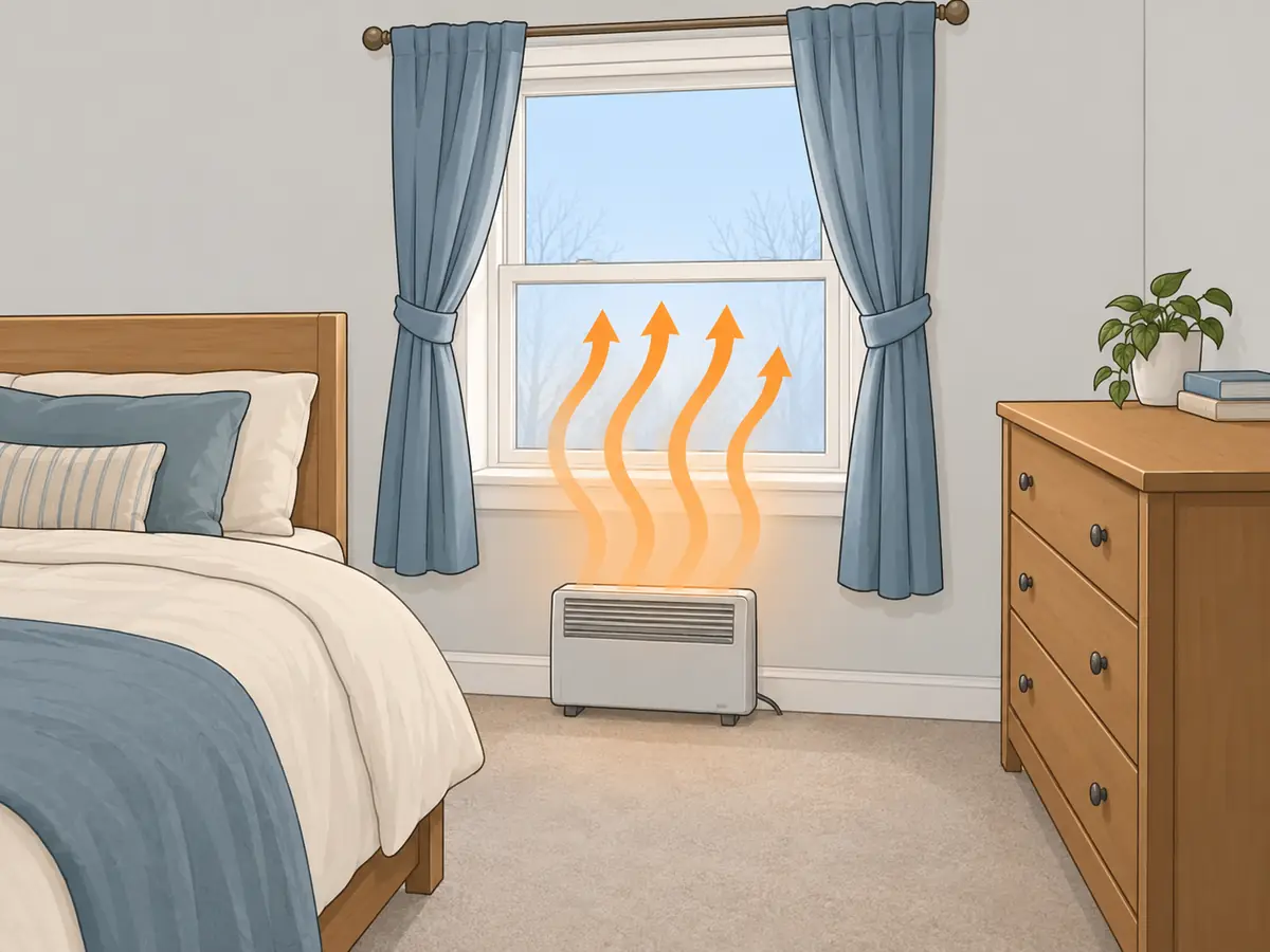 Leaving a gap between furniture, curtains and a window to stop mold